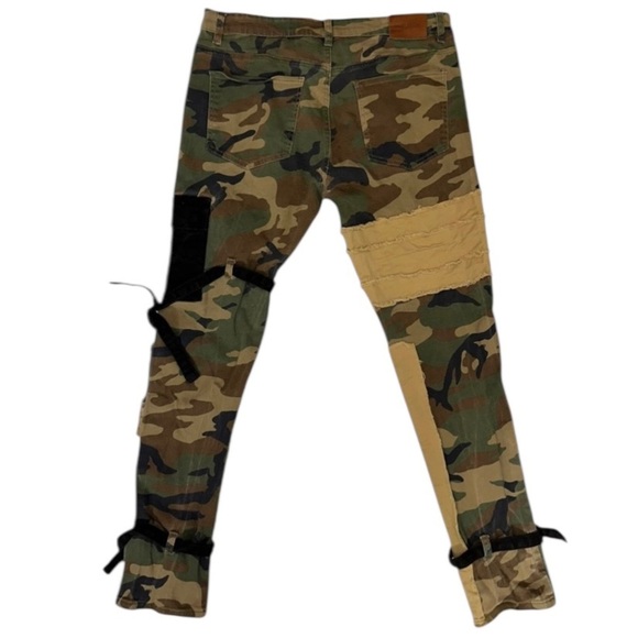 REELISTIK NYC ~ Men’s Camo Patched Cargo Pants Army Green Jeans ~ Size 36 - Picture 6 of 15